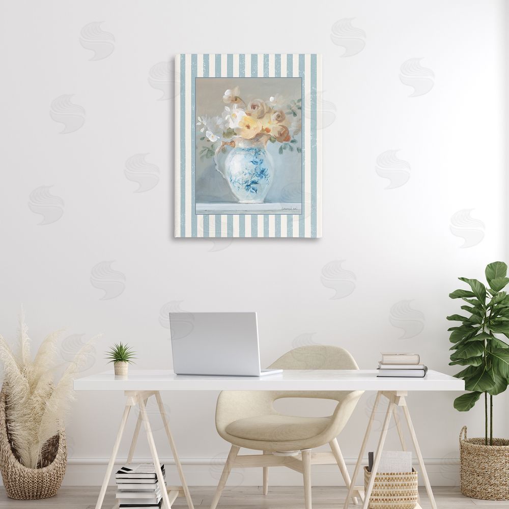 Danhui Nai Heirloom Bouquet with Stripes Printed Wall Art in Room