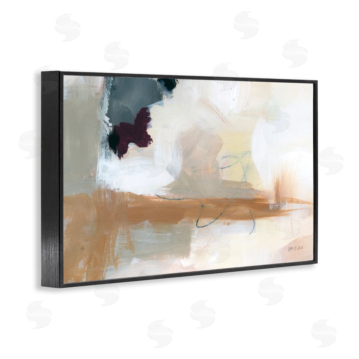 Yvette St. Amant Bluster Tan Abstract Black Framed Giclee Art Print