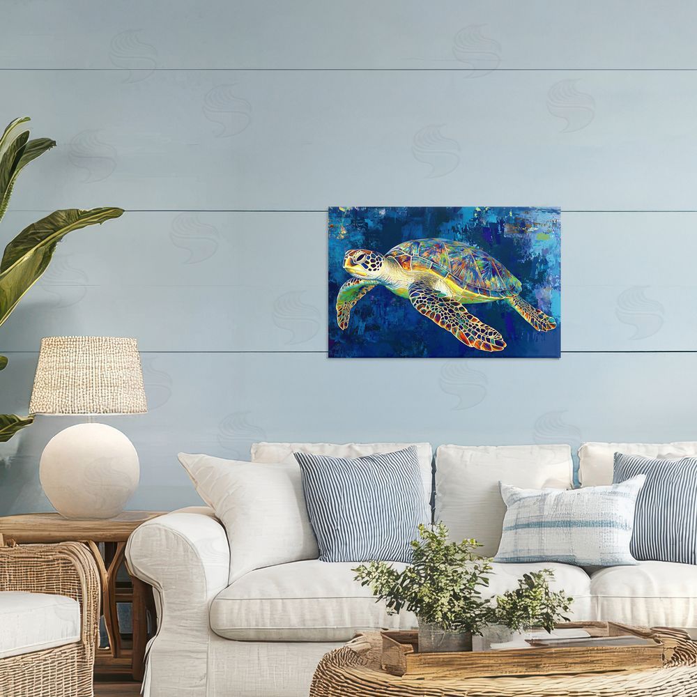 LSR Design Studio Sea Turtle in Prismatic Colors Printed Wall Art in Room