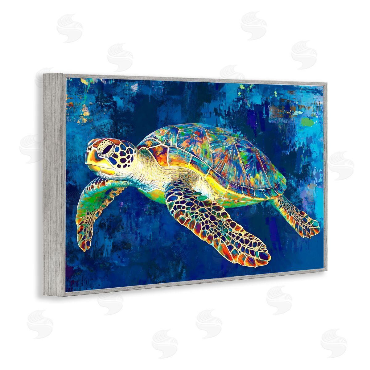 LSR Design Studio Sea Turtle in Prismatic Colors Gray Framed Giclee Art Print