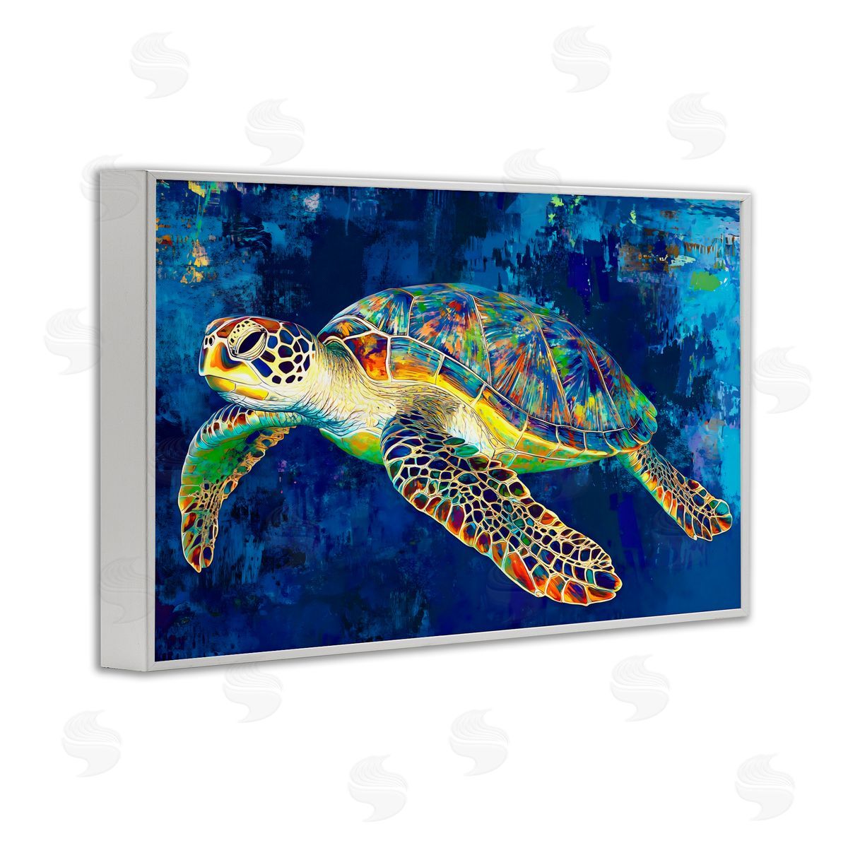 LSR Design Studio Sea Turtle in Prismatic Colors White Frame Giclee Art Print