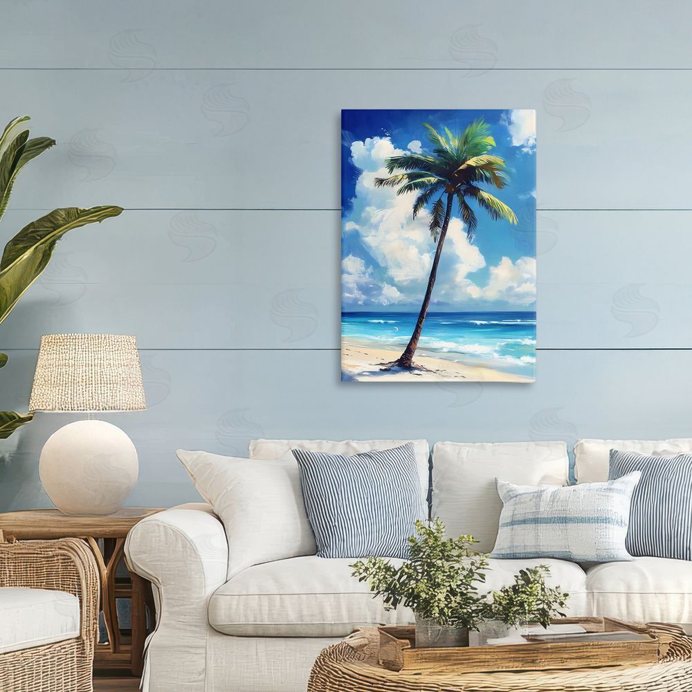 LSR Design Studio Single Coastal Palm in Summer Printed Wall Art in Room