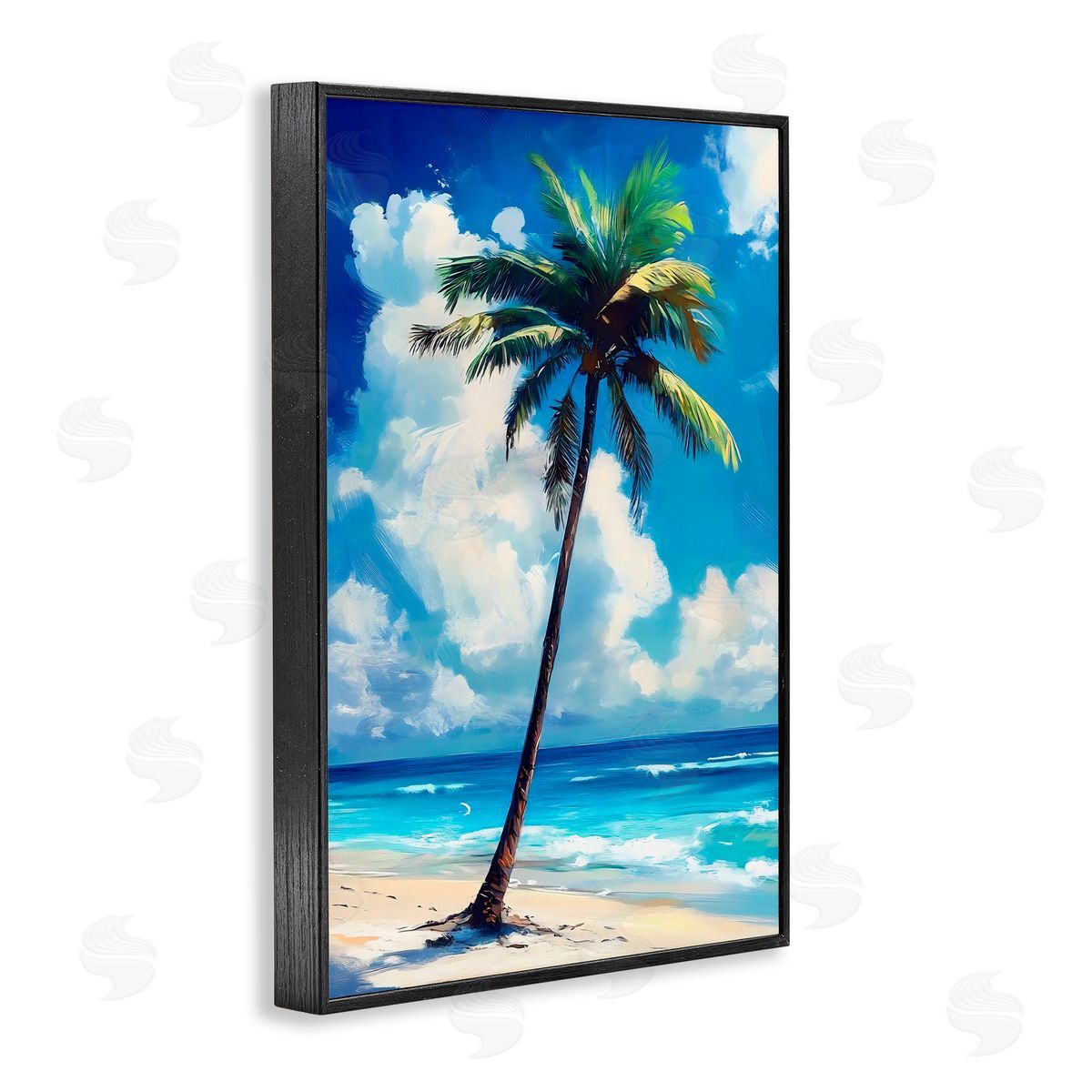 LSR Design Studio Single Coastal Palm in Summer Black Framed Giclee Art Print