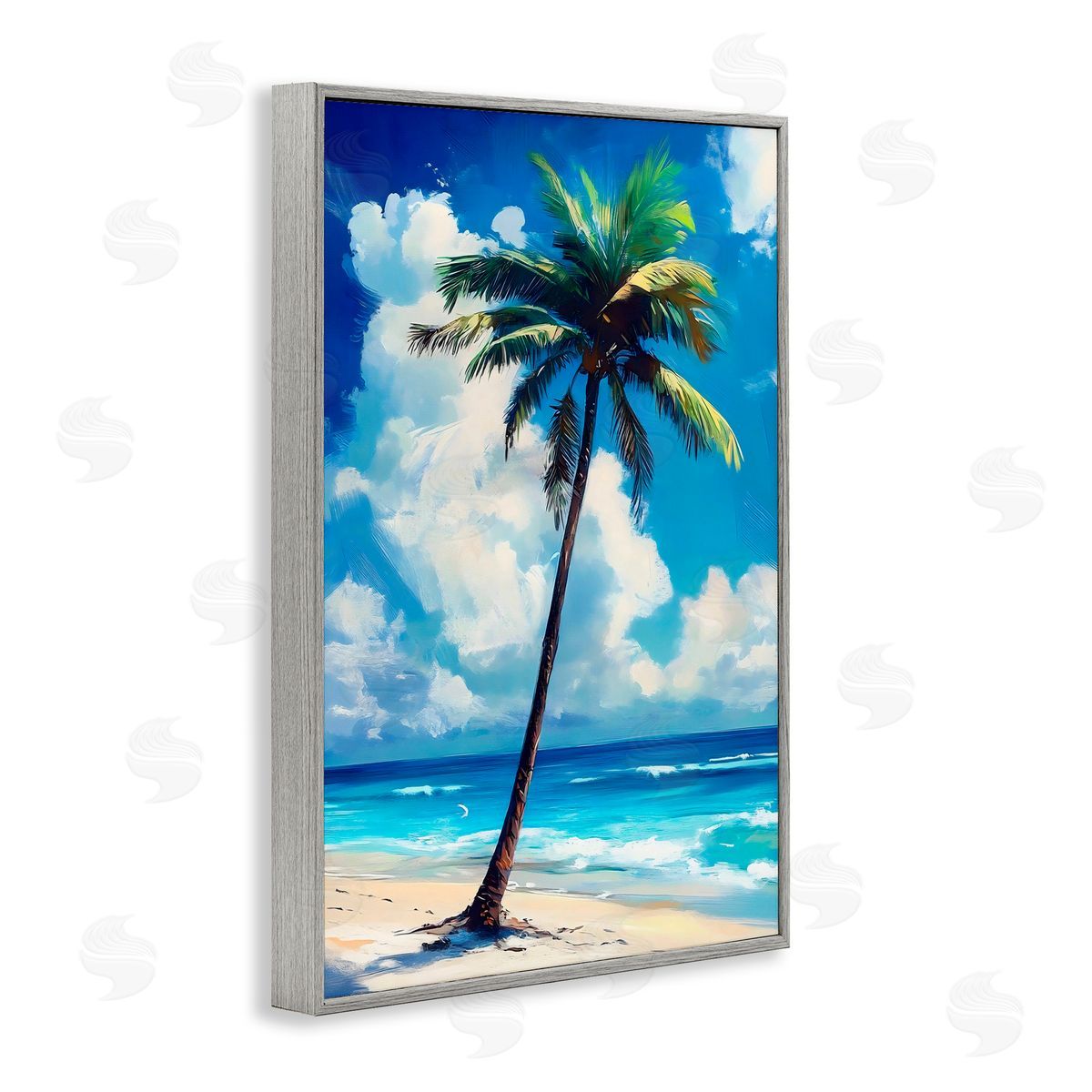 LSR Design Studio Single Coastal Palm in Summer Gray Framed Giclee Art Print