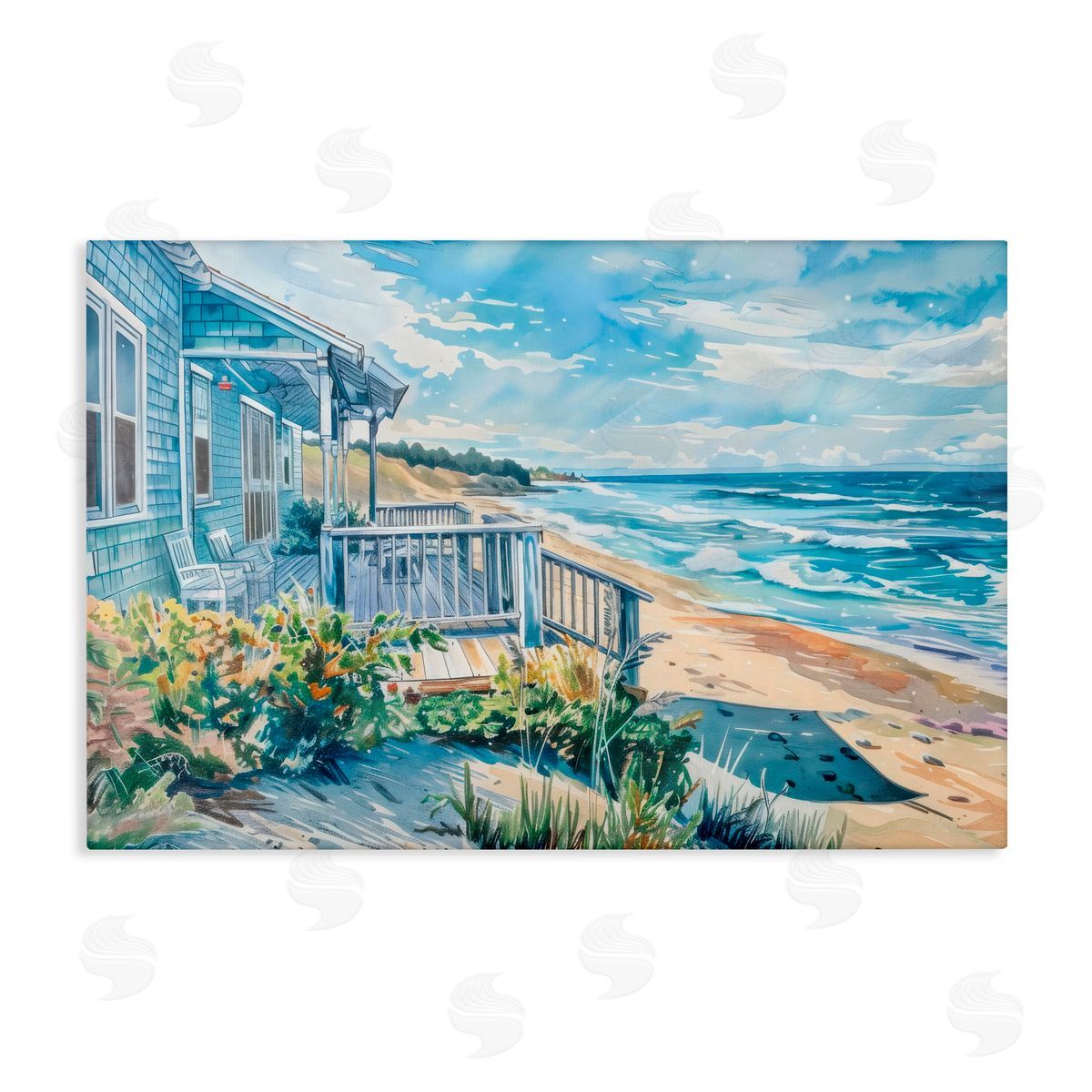 LSR Design Studio Beach Villa Overlook Canvas Wall Art Print