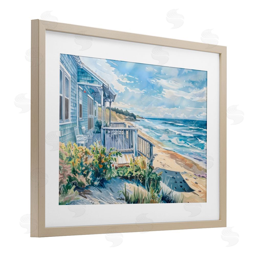 LSR Design Studio Beach Villa Overlook Birch Framed Print Under Glass Art