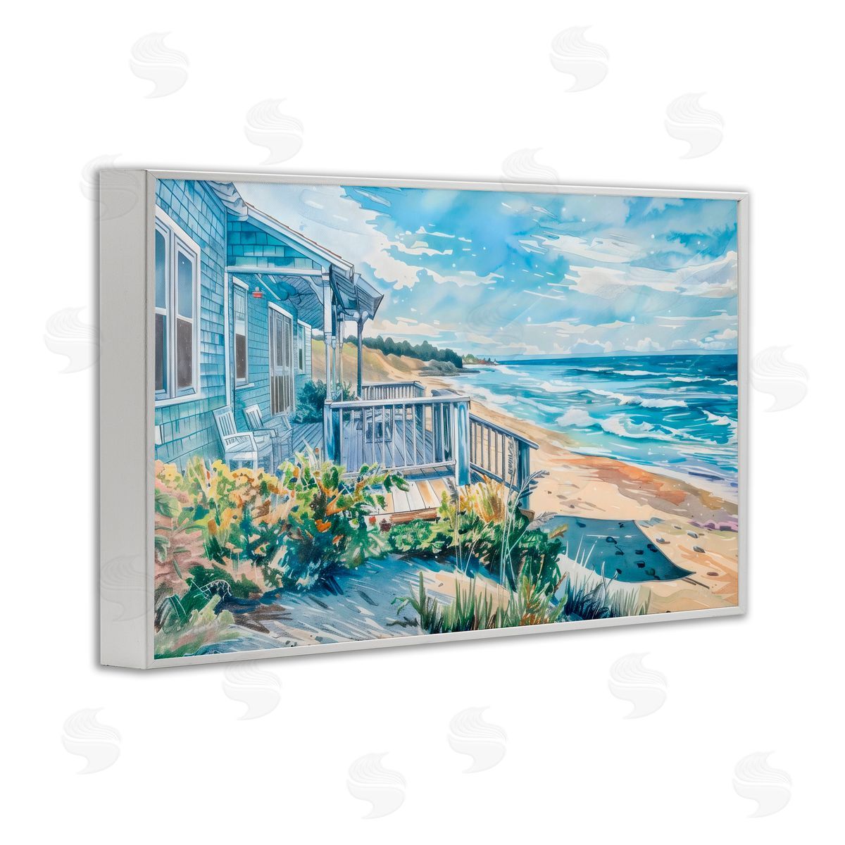 LSR Design Studio Beach Villa Overlook White Frame Giclee Art Print