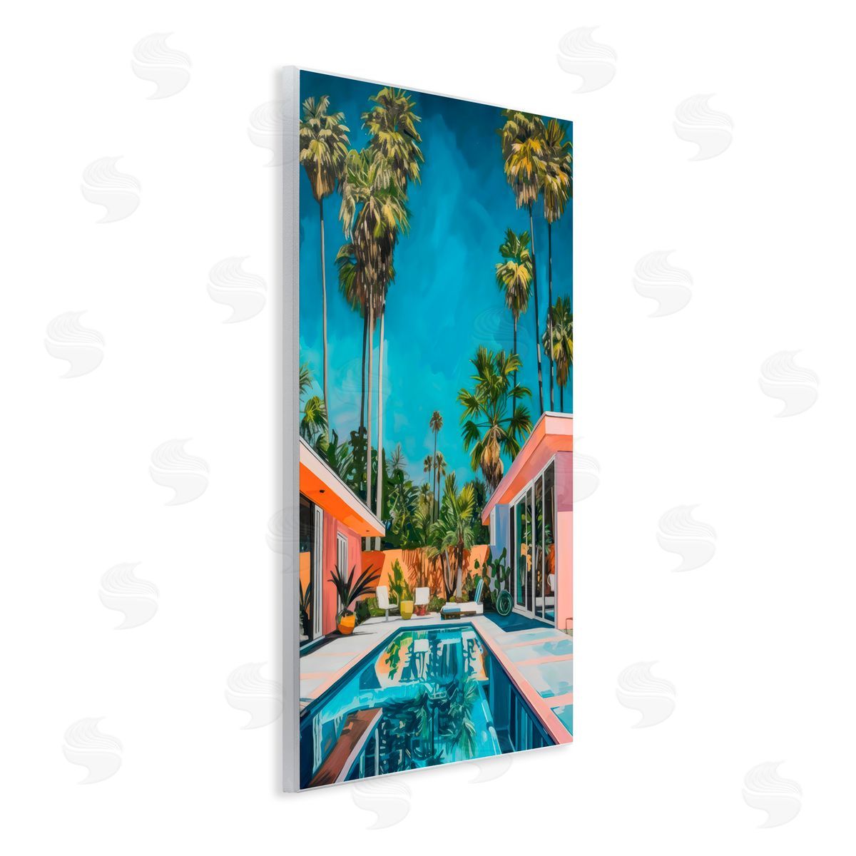 LSR Design Studio Pink Coastal House & Palms Wall Plaque Art Print