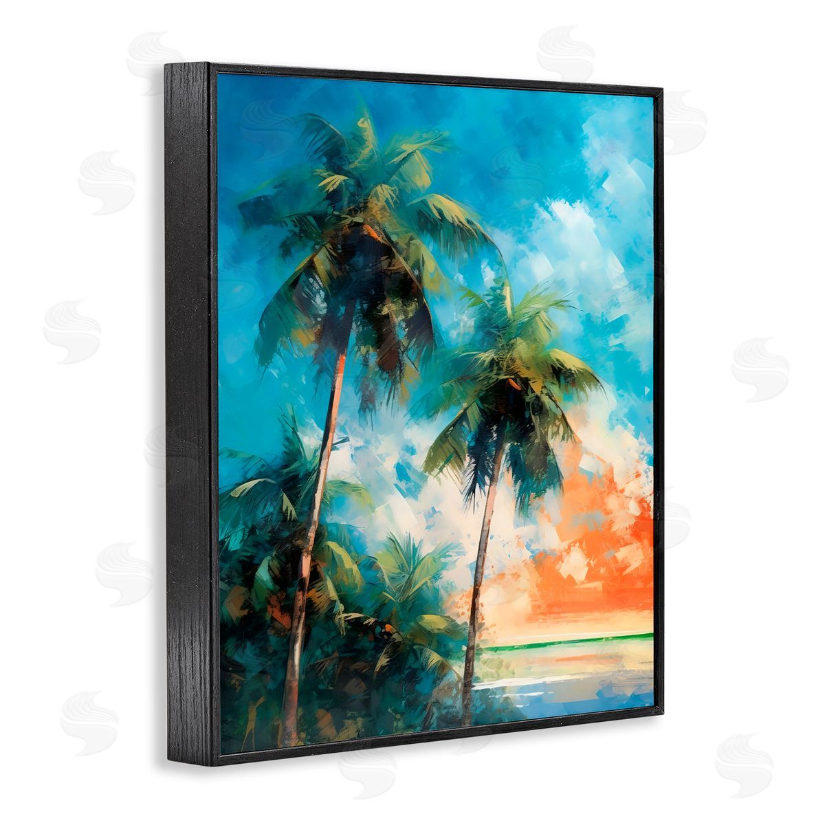 LSR Design Studio Brushed Palms at Sunset Black Framed Giclee Art Print