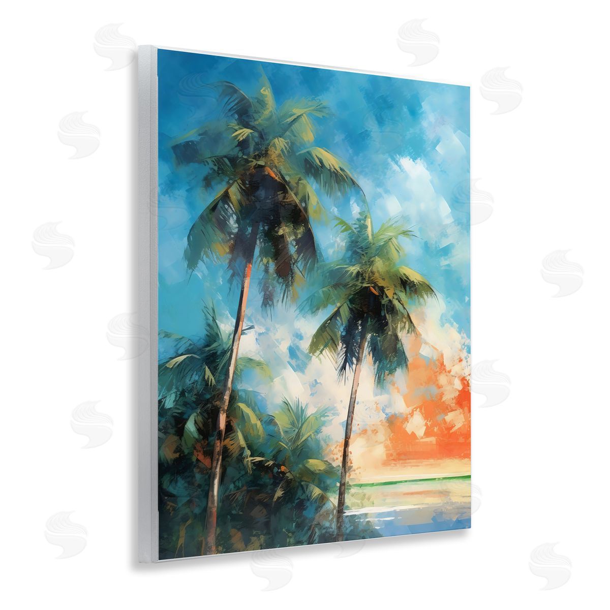 LSR Design Studio Brushed Palms at Sunset Wall Plaque Art Print