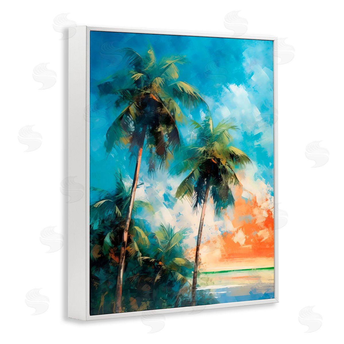 LSR Design Studio Brushed Palms at Sunset White Frame Giclee Art Print
