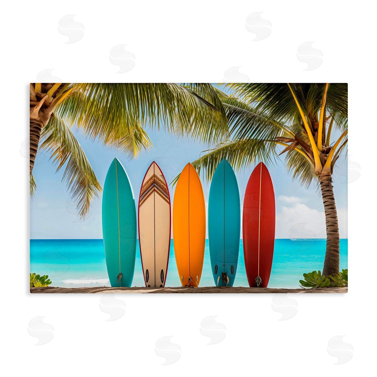LSR Design Studio Colorful Surfboards Shoreline Canvas Wall Art Print