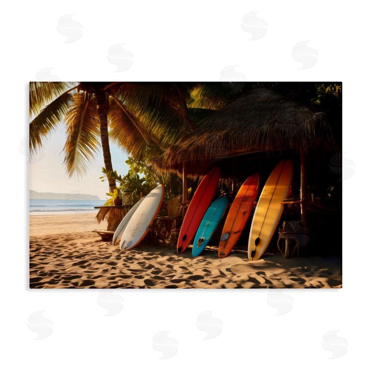 LSR Design Studio Surfboards At Beach Hut Canvas Wall Art Print