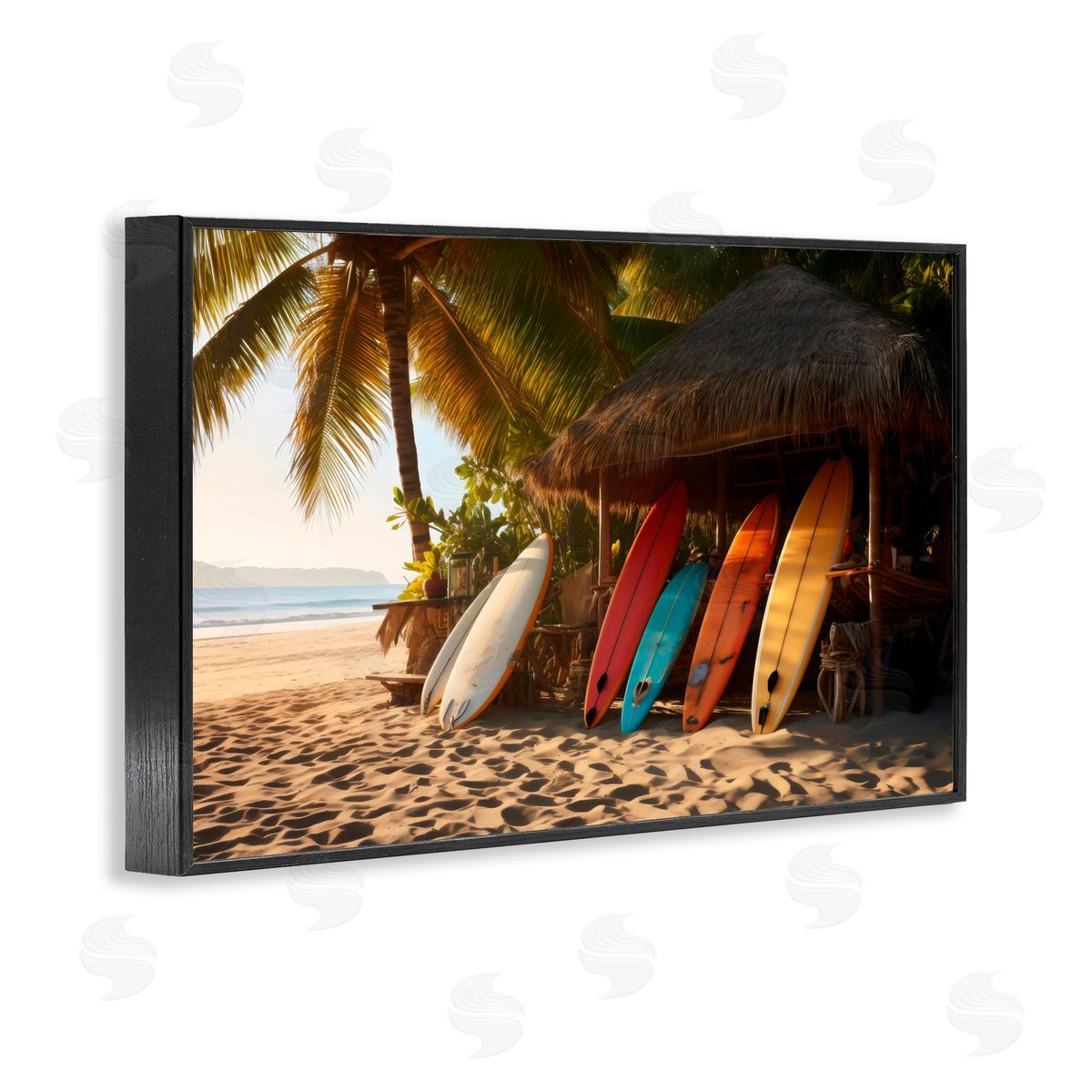 LSR Design Studio Surfboards At Beach Hut Black Framed Giclee Art Print