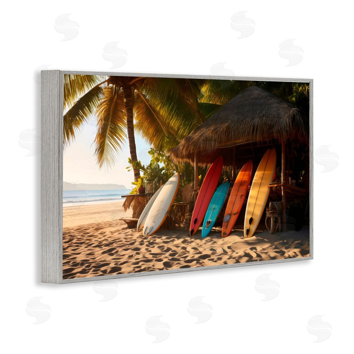 LSR Design Studio Surfboards At Beach Hut Gray Framed Giclee Art Print