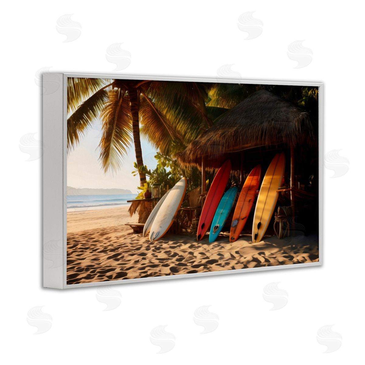 LSR Design Studio Surfboards At Beach Hut White Frame Giclee Art Print