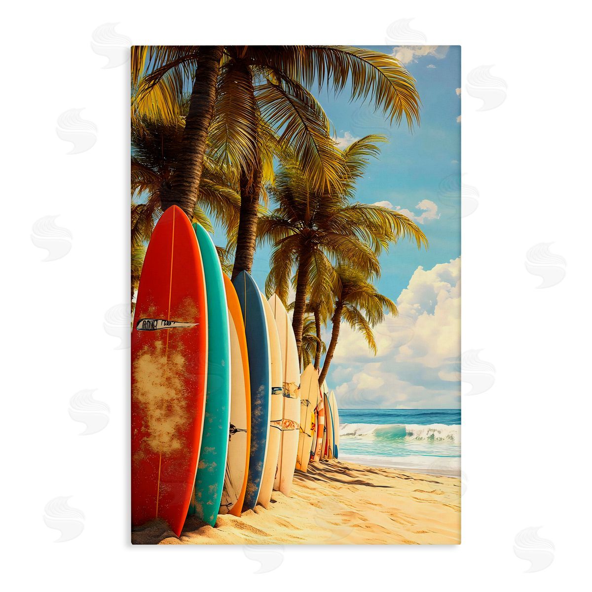 LSR Design Studio Surfboards In Line with Palms Canvas Wall Art Print