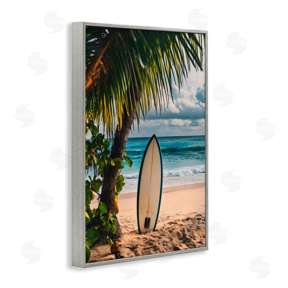 LSR Design Studio Seaside Surf Adventure Gray Framed Giclee Art Print