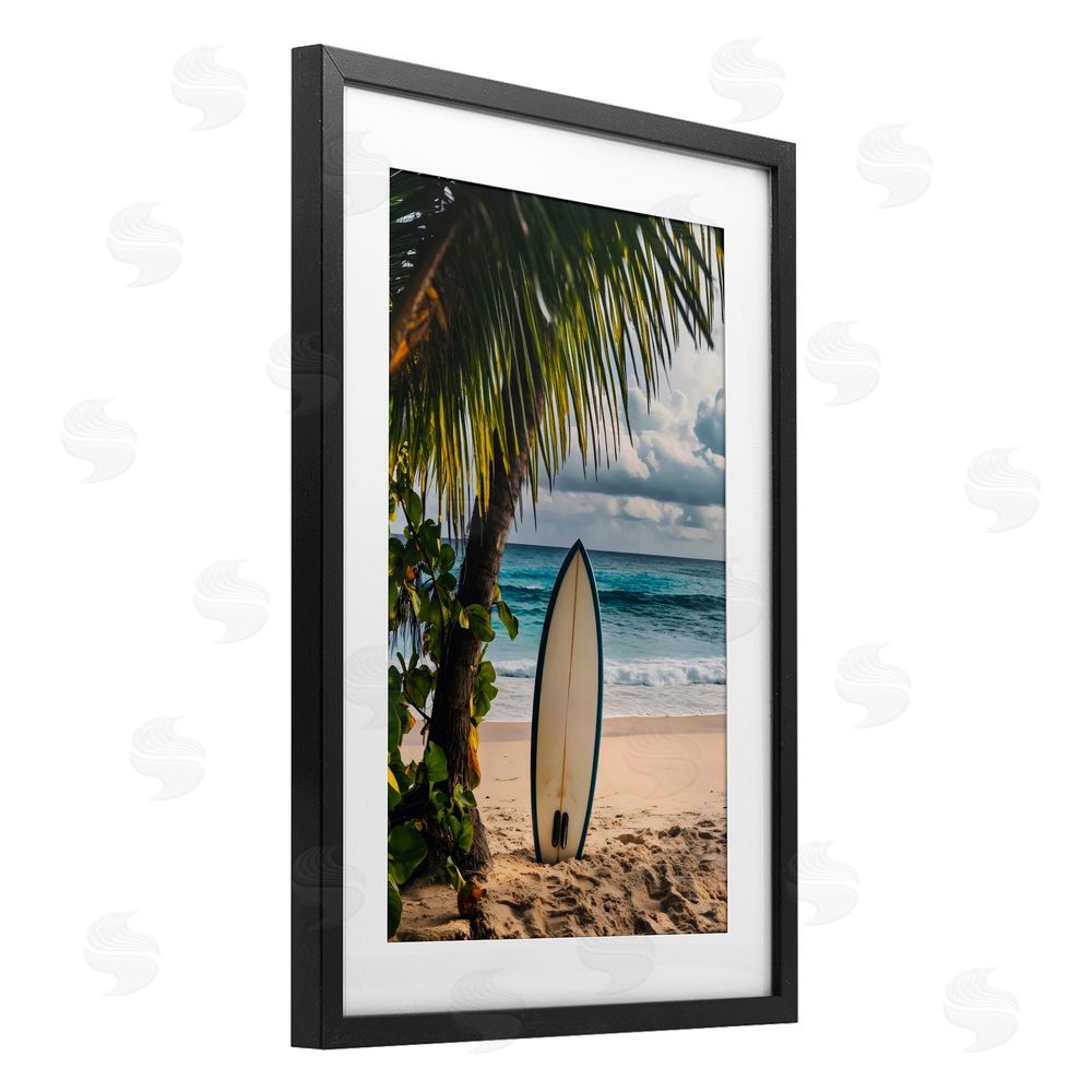 LSR Design Studio Seaside Surf Adventure Black Framed Print Under Glass Art
