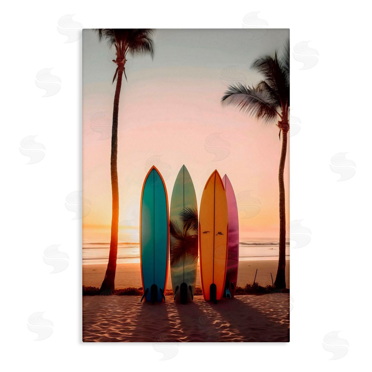 LSR Design Studio Four Surfboards at Sunset Canvas Wall Art Print