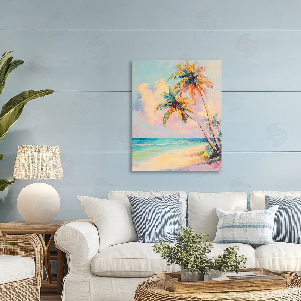 LSR Design Studio Colorful Pastels Coastal Scene Printed Wall Art in Room