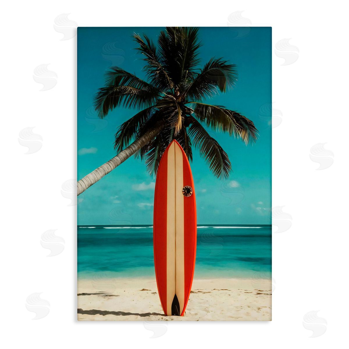 LSR Design Studio Single Palm Tree & Surfboard Canvas Wall Art Print
