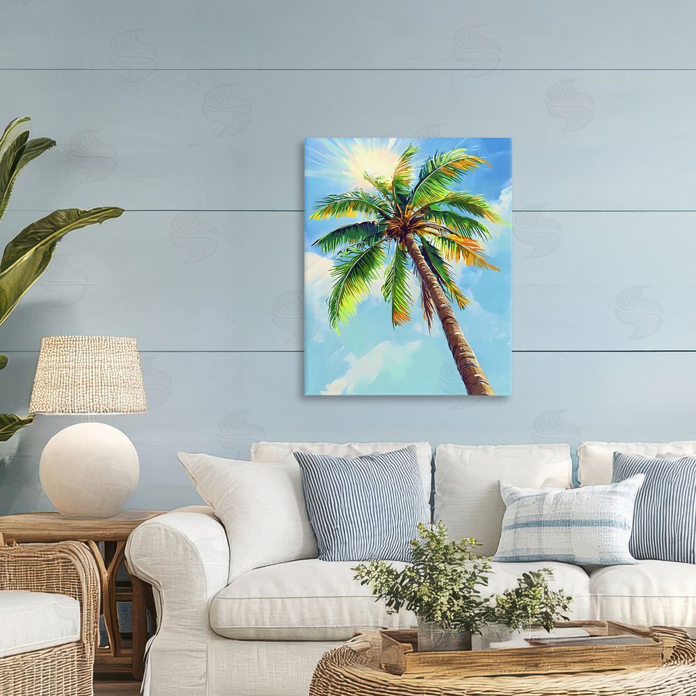 LSR Design Studio Sunlight Through Palms Printed Wall Art in Room