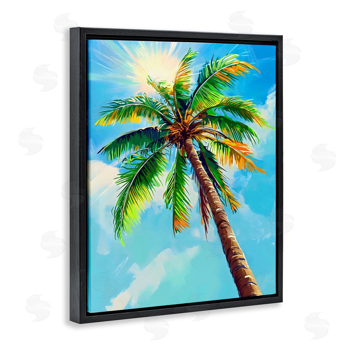 LSR Design Studio Sunlight Through Palms Black Floating Frame Canvas Wall Art Print