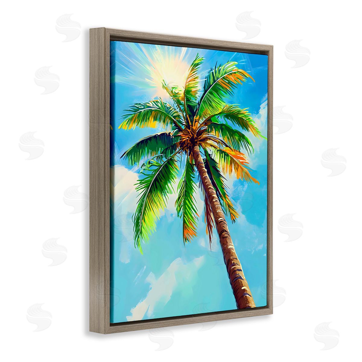 LSR Design Studio Sunlight Through Palms Brown Floating Frame Canvas Art Print