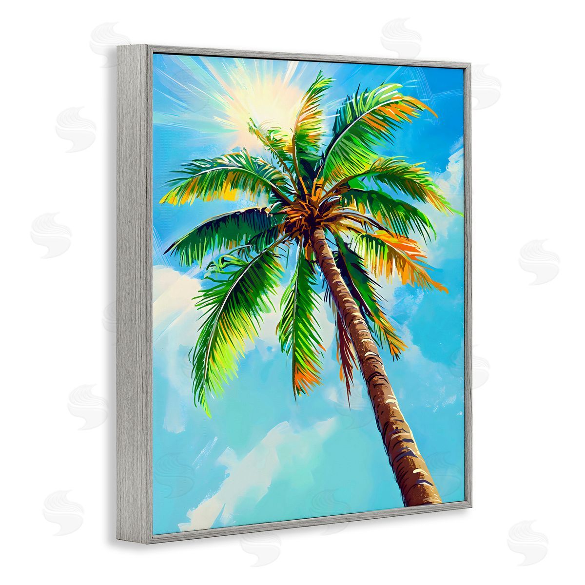 LSR Design Studio Sunlight Through Palms Gray Framed Giclee Art Print