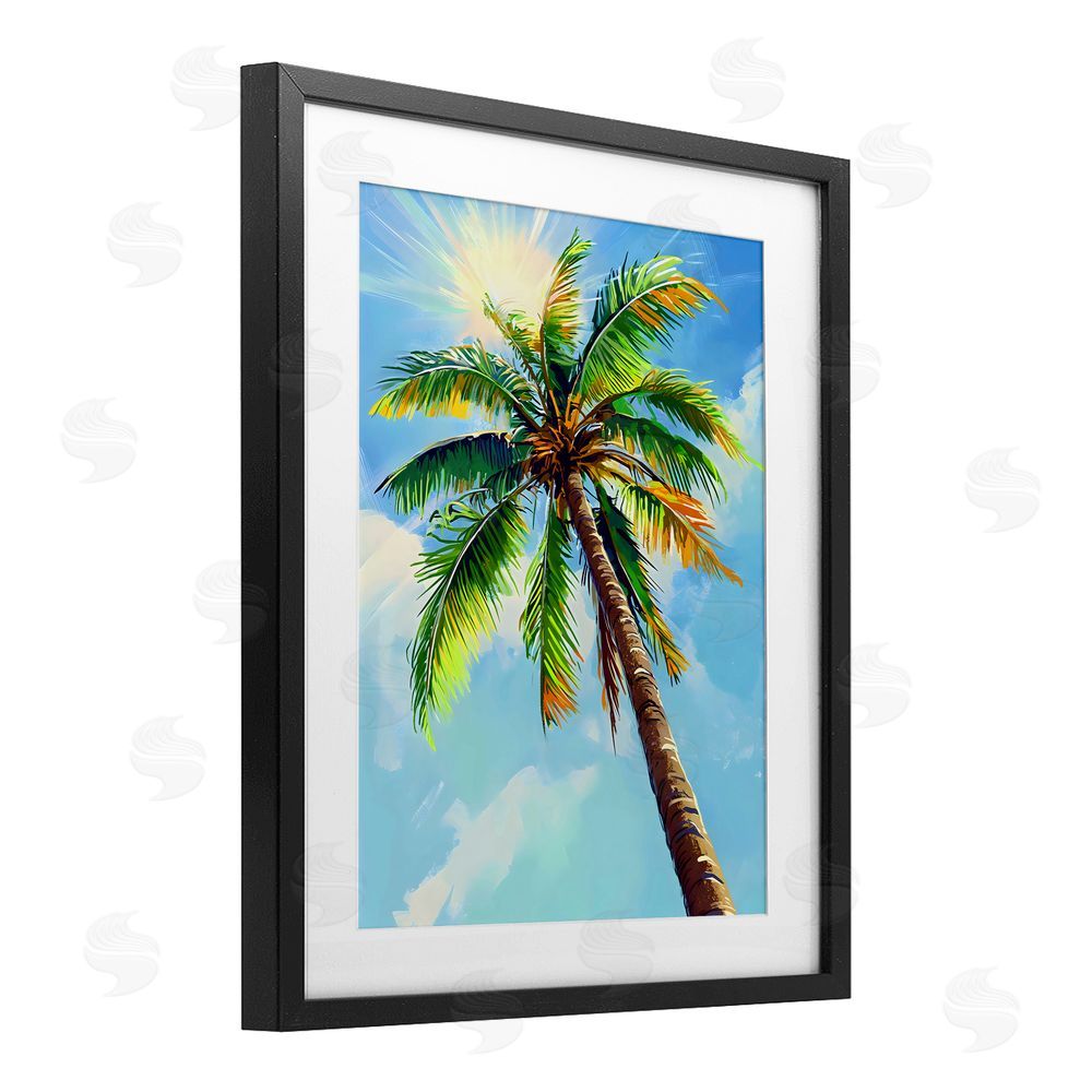 LSR Design Studio Sunlight Through Palms Black Framed Print Under Glass Art