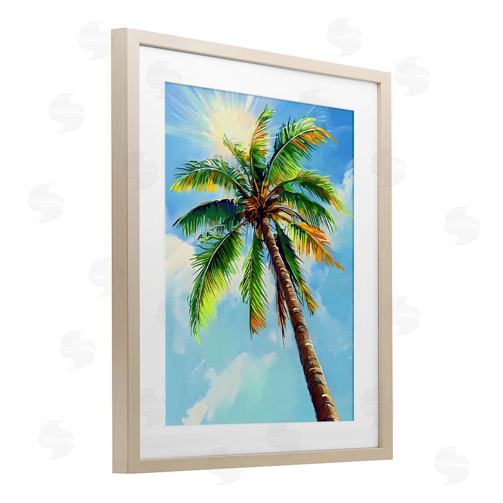LSR Design Studio Sunlight Through Palms Birch Framed Print Under Glass Art