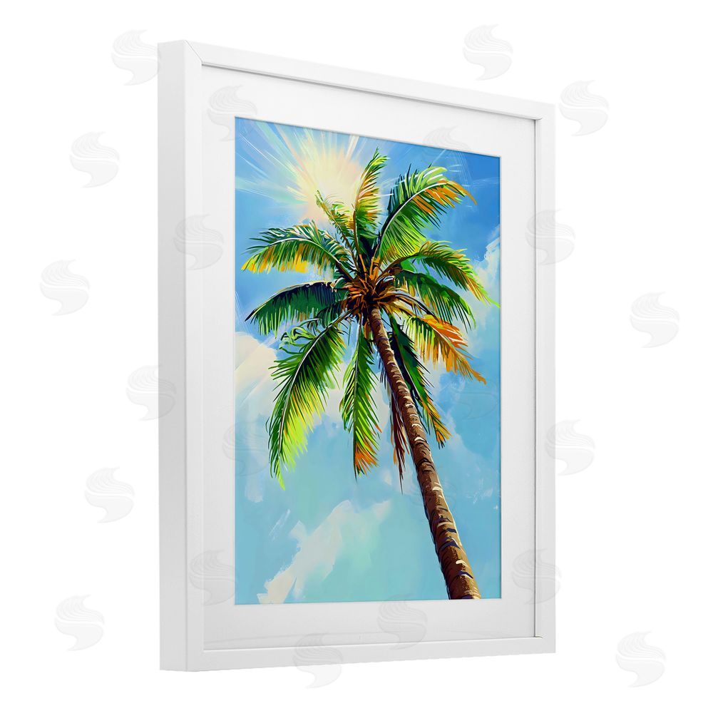LSR Design Studio Sunlight Through Palms White Framed Print Under Glass Art