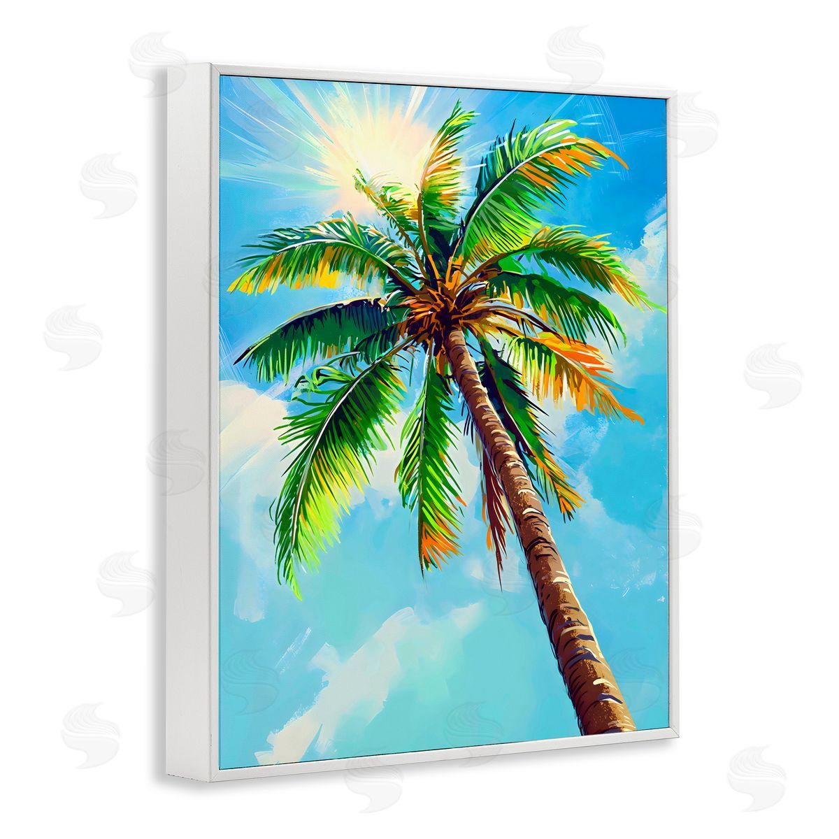 LSR Design Studio Sunlight Through Palms White Frame Giclee Art Print