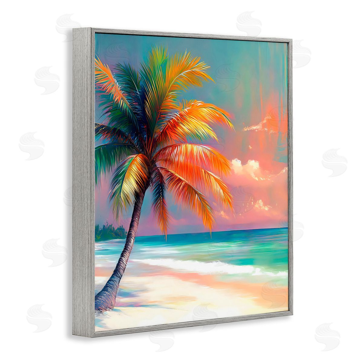 LSR Design Studio Sunset Kissed Palm Tree Gray Framed Giclee Art Print