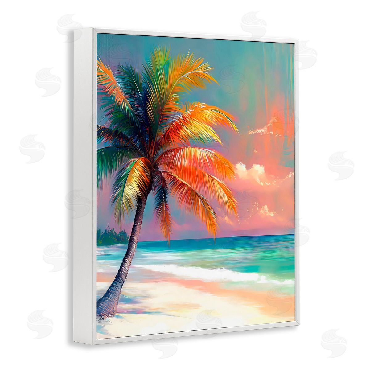 LSR Design Studio Sunset Kissed Palm Tree White Frame Giclee Art Print