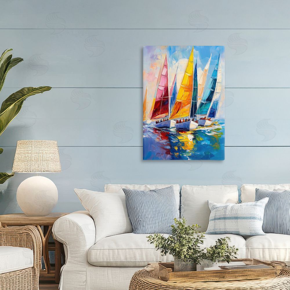 LSR Design Studio Colorful Sails Regatta Printed Wall Art in Room