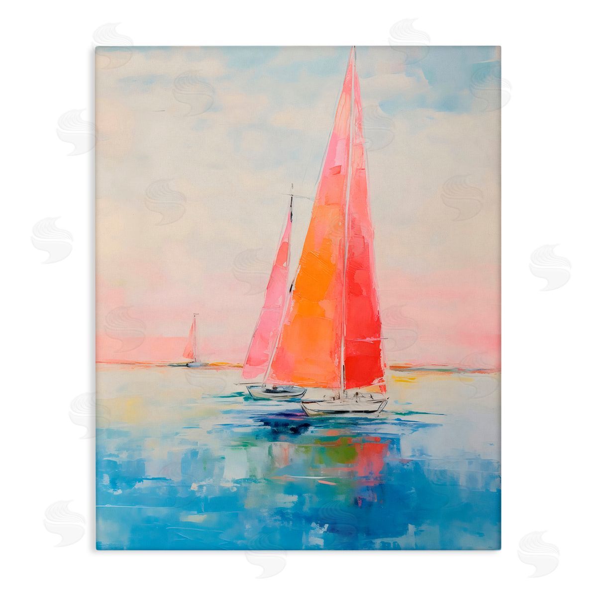 LSR Design Studio Peachy Sails Impression Canvas Wall Art Print