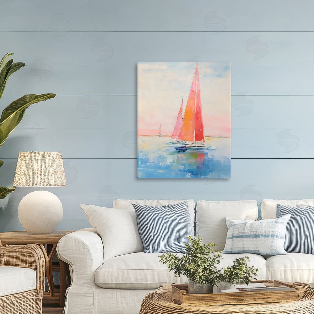 LSR Design Studio Peachy Sails Impression Printed Wall Art in Room