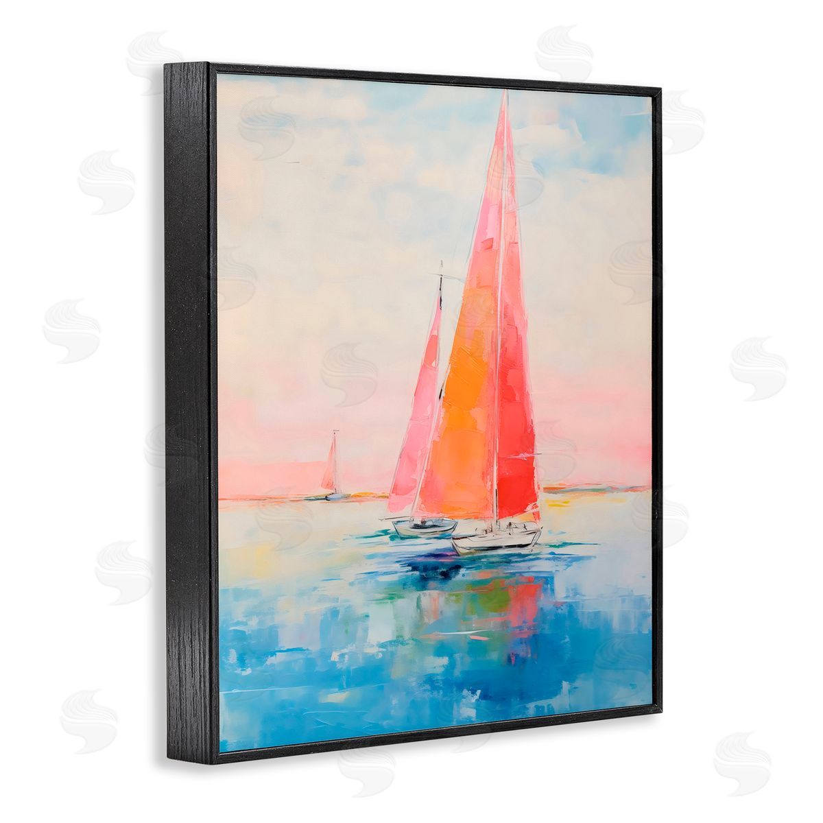LSR Design Studio Peachy Sails Impression Black Framed Giclee Art Print