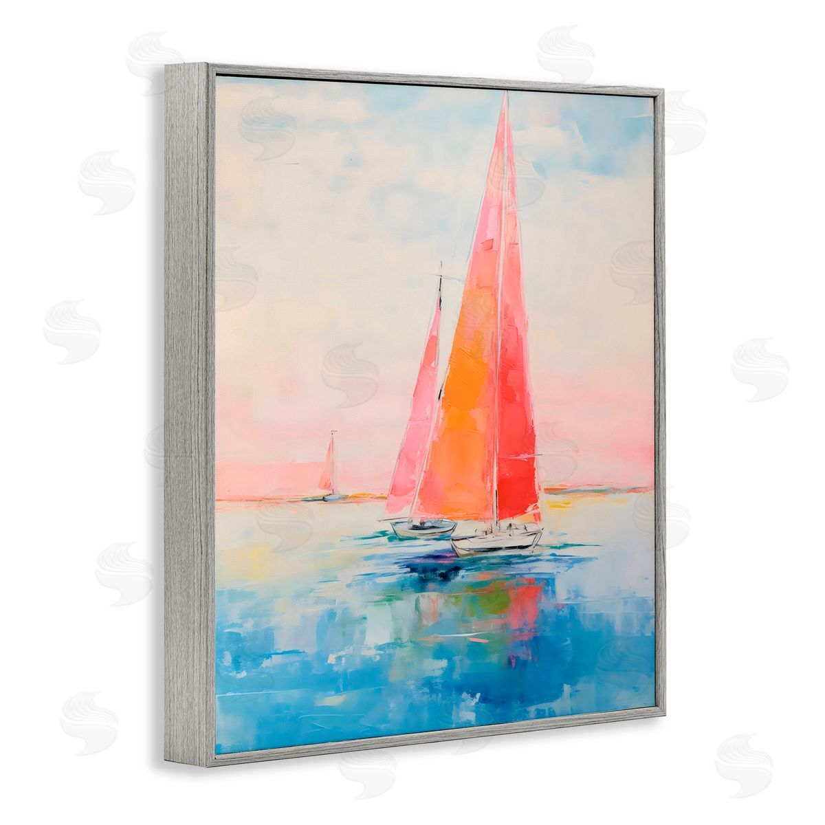 LSR Design Studio Peachy Sails Impression Gray Framed Giclee Art Print
