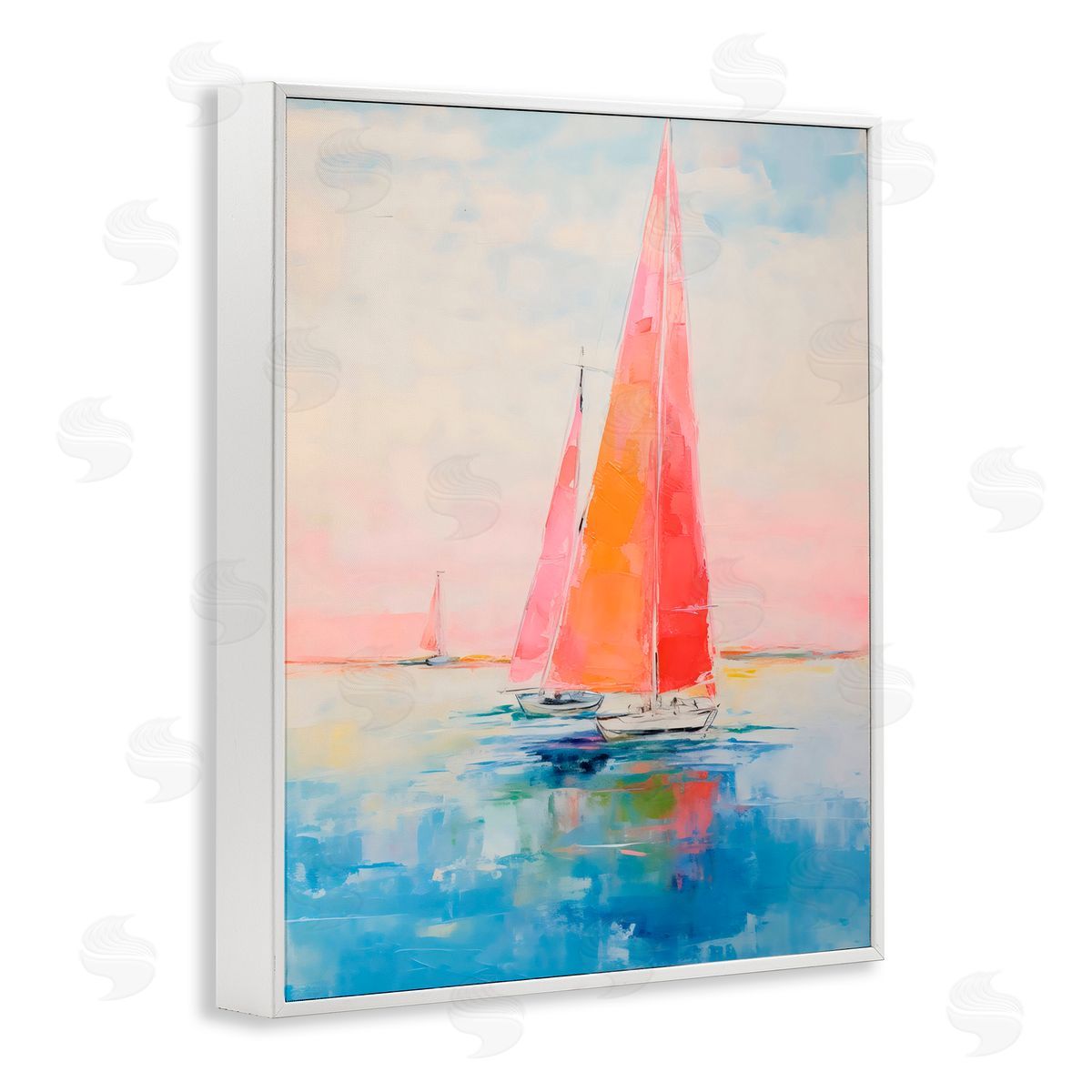 LSR Design Studio Peachy Sails Impression White Frame Giclee Art Print
