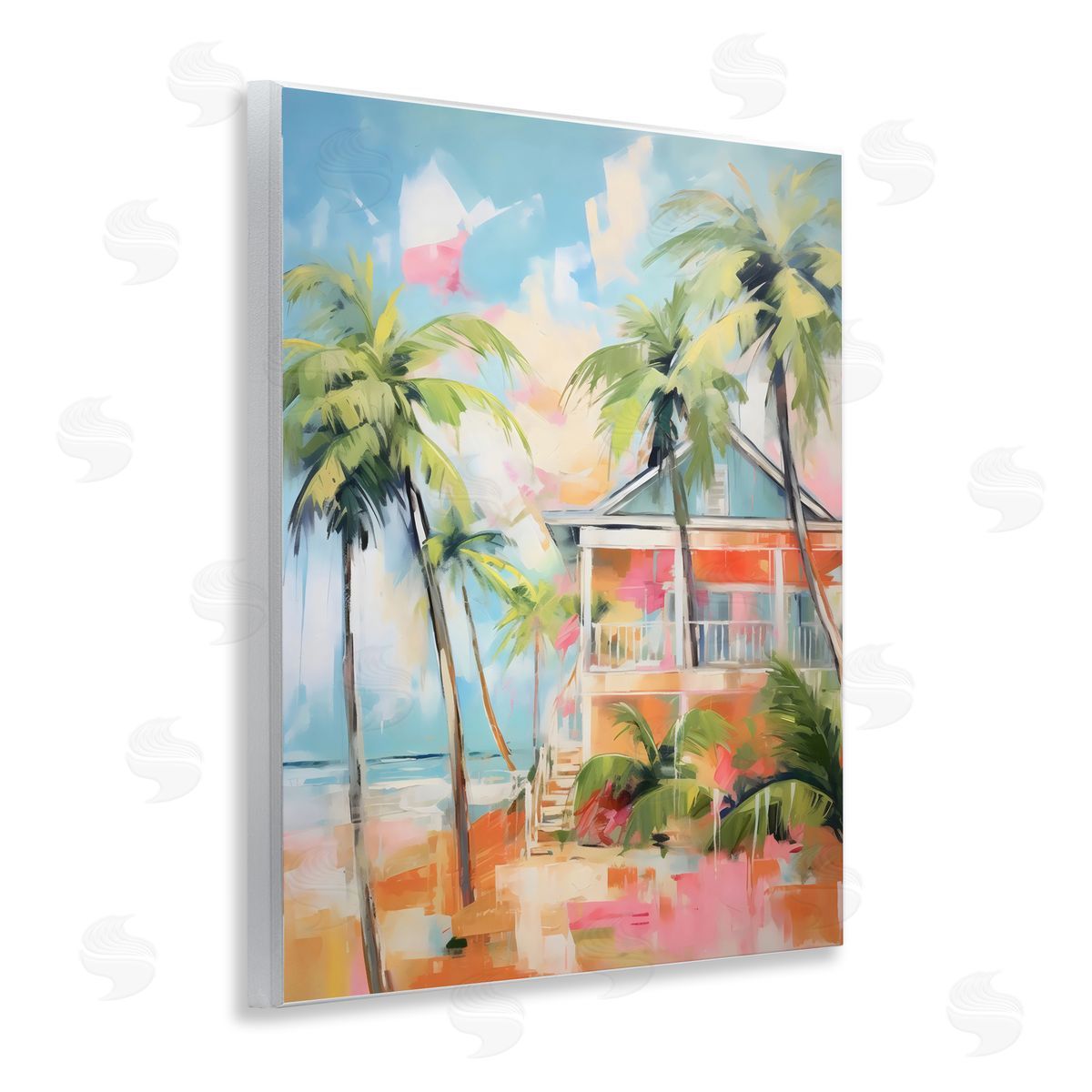 LSR Design Studio Blue Beach House Abstract Wall Plaque Art Print
