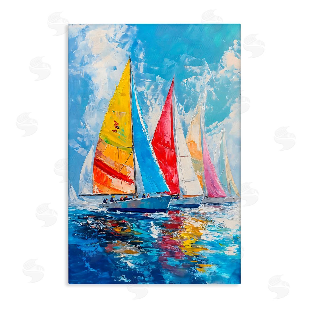 LSR Design Studio Fleet of Colorful Sails Canvas Wall Art Print