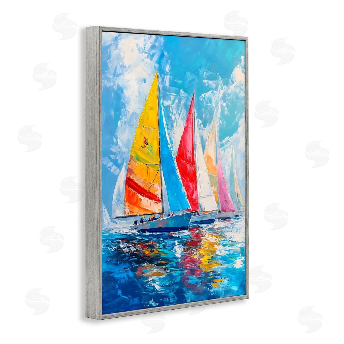 LSR Design Studio Fleet of Colorful Sails Gray Framed Giclee Art Print