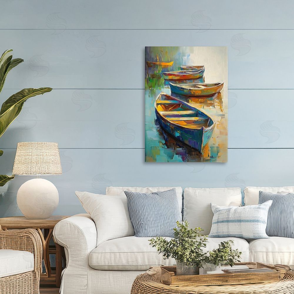 LSR Design Studio Waiting Boats Expressionism Printed Wall Art in Room