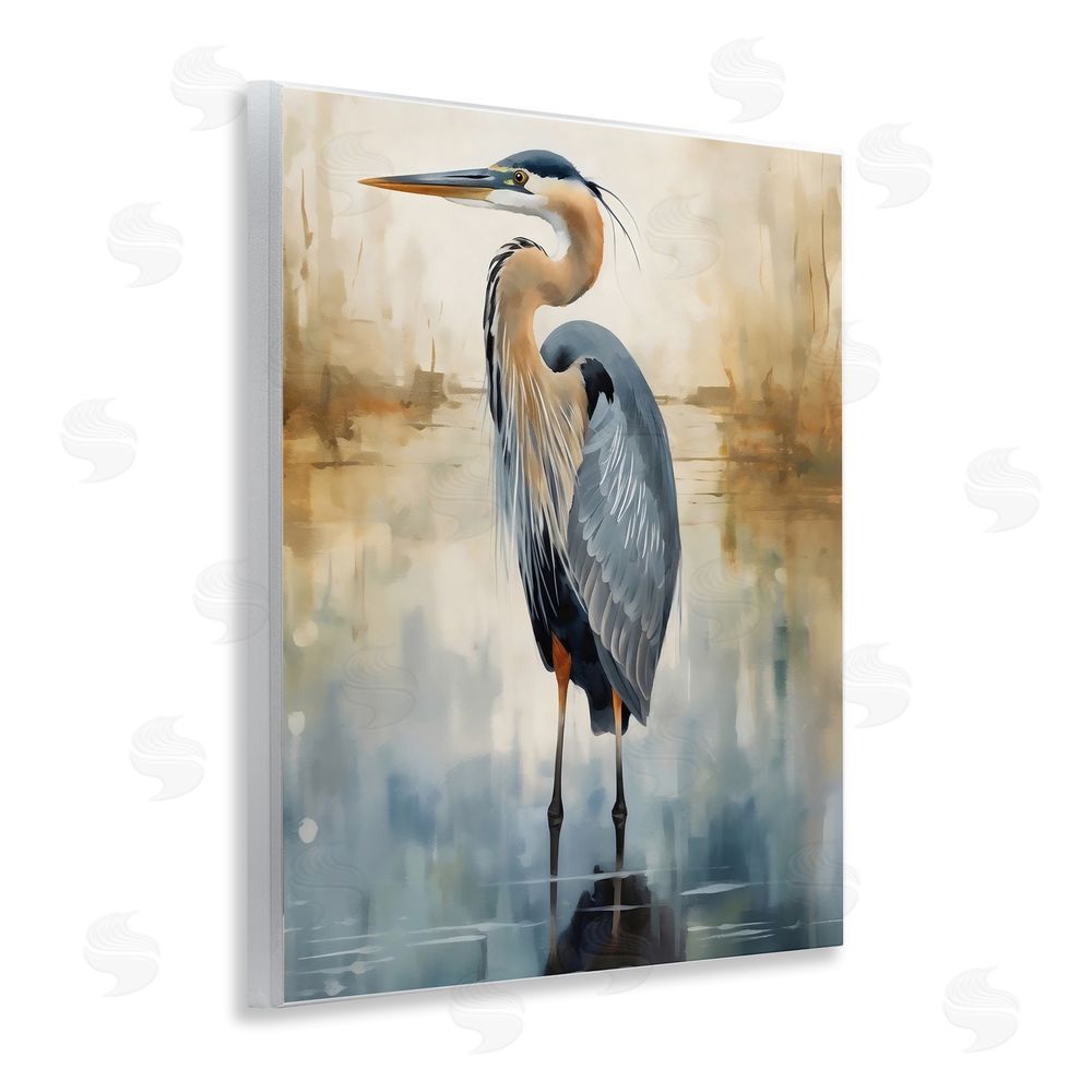 LSR Design Studio Peaceful Heron over Abstract Wall Plaque Art Print