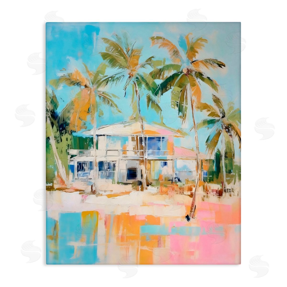 LSR Design Studio Abstract Tropical Bungalow Canvas Wall Art Print