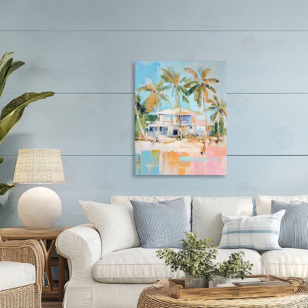 LSR Design Studio Abstract Tropical Bungalow Printed Wall Art in Room
