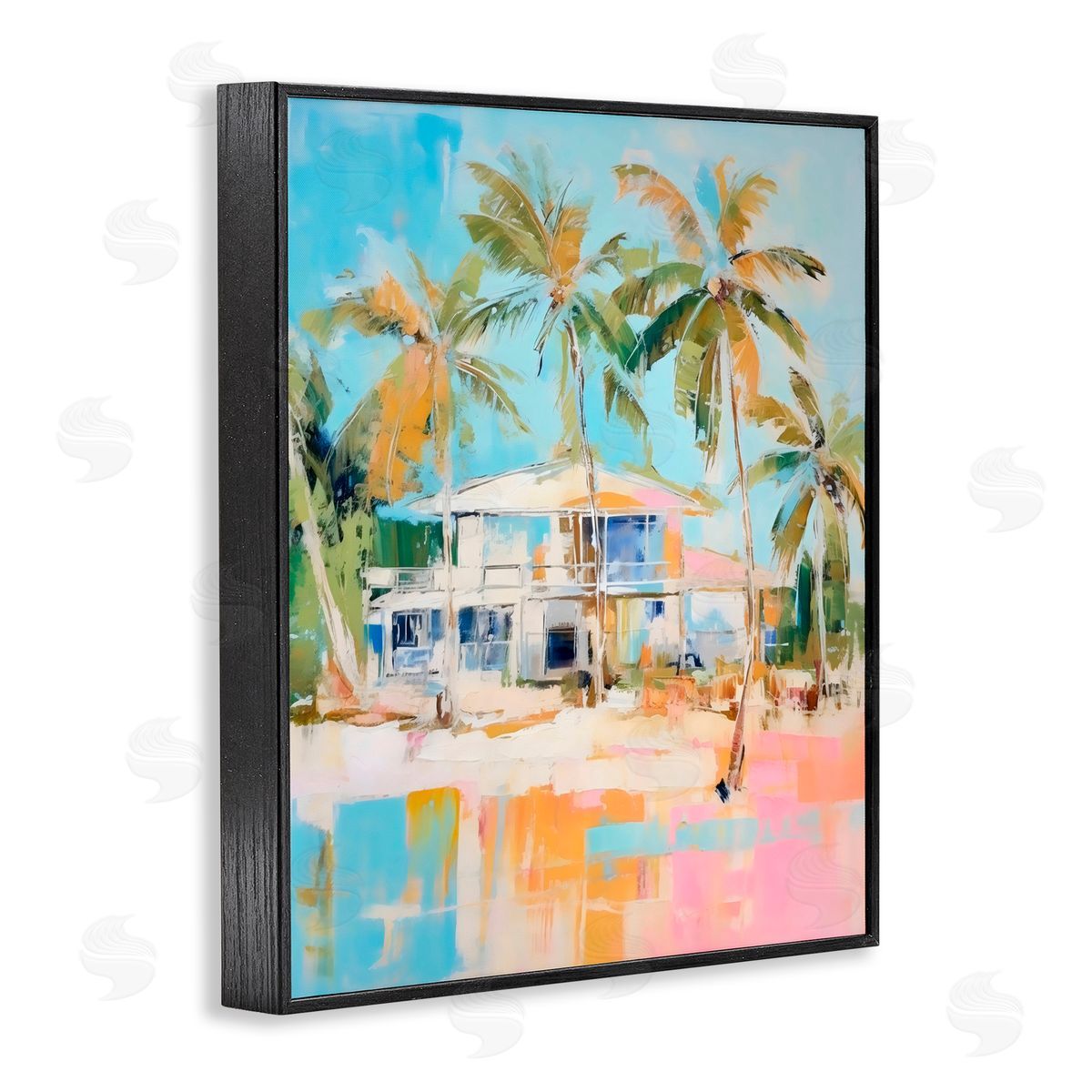 LSR Design Studio Abstract Tropical Bungalow Black Framed Giclee Art Print